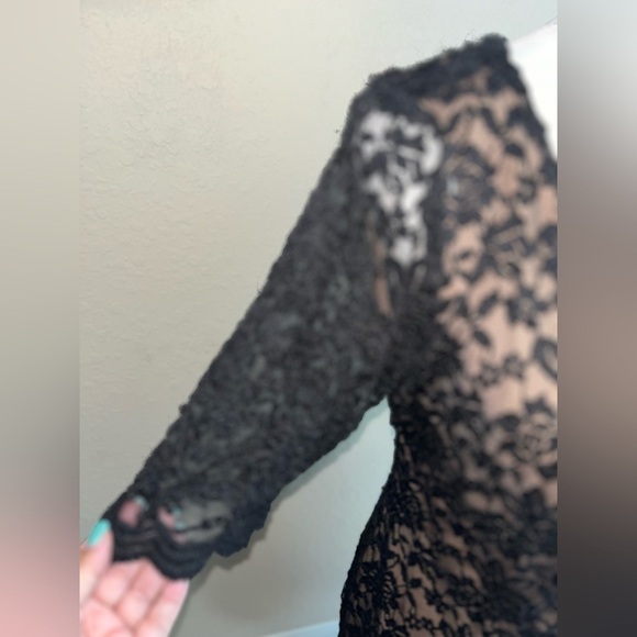 Connected Apparel Cocktail Black Lace Illusion Dress, NWT - Picture 5 of 9